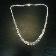 The diamonds are J-K color i1 color and clarity averages. All are eye clean and very brilliant diamonds!  Natural not treated  Approximately 1.3CT Center Diamond and  the outer diamonds are .15 carats each. Marked 14K Has been cleaned and polished a looks like new. Luxury Emerald Cut Diamond Necklace For Formal Occasions, Luxury Emerald Cut Diamond Necklace For Formal Events, Round Cut Moissanite Tennis Necklace In White Gold, Classic Diamond Cut Moissanite Tennis Necklace, Dazzling Diamond Tennis Necklace With Prong Setting, Dazzling Tennis Necklace With Single Cut Diamonds, Exquisite Cubic Zirconia Diamond Necklace, Brilliant Cut Crystal Diamond Necklace, Luxury Diamond Necklace With 17 Jewels