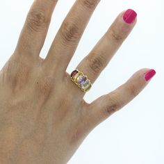 ♥ Product Summary ♥Main Stone: Garnet, Citrine, Amethyst, Aquamarine, Peridot Band Material: Solid 14k Yellow GoldSize: 6.5Size can be adjusted: One size up/down is $35 two sizes up/down is $45. Once ring is adjusted it is final sale. Gift For Her Birthday, Peridot Ring, Gold Gift, Garnet Rings, Multi Stone Ring, Birthstone Jewelry, Birthday Anniversary, Gemstone Ring, Gift Christmas