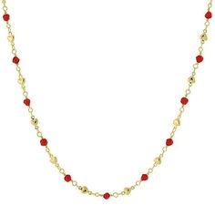 Gold-Tone Heart Red Bead Chain Necklace Heart Chain Necklace, Red Beaded Necklaces, 1928 Jewelry, Heart Red, Vintage Inspired Jewelry, Cameo Jewelry, Red Beads, Red Necklace, Heart Chain