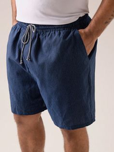 Men's Plus Size Casual Woven Striped Mid-Waist Drawstring Straight Shorts, Summer And Daily Wear Going Out Casual Color Block Shorts, For Husband, Boyfriend Gifts Blue Casual   Woven Fabric Plain Straight Leg Non-Stretch  Men Plus Size Clothing, size features are:Bust: ,Length: ,Sleeve Length: Men Plus Size, Mode Casual, Plus Size Kleidung, Plus Size Shorts, Mens Plus Size, Plus Size Casual, Size Clothing, All Fashion, Plus Size Outfits