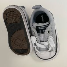 New Size 2. Never Worn Gray Converse, Grey Converse, Baby Converse, Kids Converse, Baby Walker, Shoes Baby, Converse Shoes, Kids Shoes, Baby Toddler