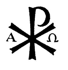 an image of the letter p in black and white with two letters on each side