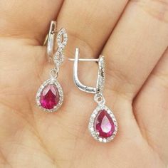 ad eBay - Find many great new & used options and get the best deals for 2.15 Ct Pear Cut Lab Created Ruby Drop Dangle Earrings In 14K White Gold Plated at the best online prices at eBay! Free shipping for many products! Teardrop Diamond Earrings With Elegant Design, Elegant Teardrop Diamond Earrings Fine Jewelry, Elegant Pear Shaped Diamond Cut Earrings, Luxury Diamond Accents Teardrop Earrings For Gift, White Gold Pear-shaped Teardrop Earrings In Fine Jewelry Style, Luxury Teardrop Earrings With Diamond Accents As Gift, Exquisite White Gold Teardrop Earrings, Luxury White Gold Dangle Teardrop Earrings, Luxury White Gold Teardrop Dangle Earrings