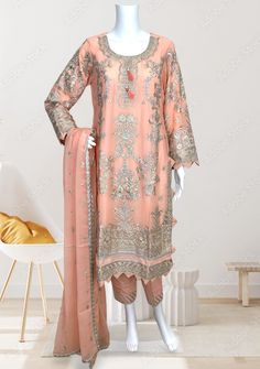 Asim Jofa Replica Embroidered Pakistani Chiffon dress. Semi Pure Chiffon Embroidered Front, Back, and Sleeves. Semi Pure Chiffon Embroidered Front and Back Borders. Raw Silk Trouser With Embroidery Work. Four Side Border Semi Pure Chiffon Heavy Embroidered Dupatta. Color: There might be slight color variation due to lighting and flashes while the photo shooting. The color may also vary because of different screen resolutions. Wash Care: Dry Clean Only. Note: This is a replica dress of the original branded dress. Hence, it will not be 100% the same as the 1st model picture. Please see the additional pictures of the replica dress for 100% accuracy. Please contact us if you have any questions. Branded Dress, Punjabi Boutique, Side Border, Mens Sherwani, Asim Jofa, Indian Kurta, Embroidered Chiffon, Pure Chiffon, Embroidered Dupatta