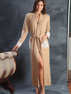 Contessa Robe: Ivory Elegant Fall Sleepwear For Lounging, Elegant Fall Sleepwear For Loungewear, Elegant Fall Loungewear Robe, Elegant Long Sleeve Sleepwear For Fall, Elegant Cream Sleepwear For Loungewear, Elegant Long Sleepwear, Elegant Open Front Sleepwear For Loungewear, Elegant Cream Robe For Daywear, Elegant Open Front Daywear Robe