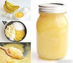 bananas and other ingredients are shown in this collage