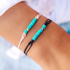 Pura Vida Silver Heshi Bead Bracelet | Bella Lucca Boutique Costa Rica Pura Vida, Amazonite Bracelet, Pura Vida Bracelets, Hang Ten, Baby Turtles, Walk This Way, Black Bracelets, Bracelet Black, Everyday Outfit