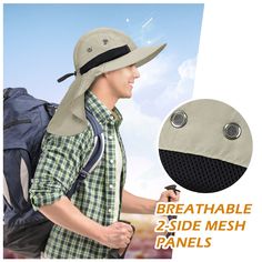 Solaris outdoor sun protection hat is perfect for camp, hiking, kayaking, gardening, traveling, fishing, beach, pool or any other outdoor sport activity for all season use! Features: - Made of protective micro-fiber features in 100 SPF/ UPF 50 to prevent sun burn. - Light-weight, foldable, easy to carry. - Wide brim and neck cover provides additional sun protection. - One size fits most adult. - Mesh on both sides design, great ventilated to keep you cool in summer. - Moisture-dispersing sweatband with adjustable rear drawstring, windproof, breathable, quick-drying - Great gift for men and women - This hat can be used as a Fishing hat, Sun Protection hat, Gardening hat, Safari hat, Boating hat, Travel hat, Hiking hat, Hunting hat, and Outdoor hat. SKU: 1SLSH912 Package included: 1 x Fishin Breathable Wide Brim Bucket Hat For Outdoor Activities, Breathable Adjustable Bucket Hat For Outdoor Activities, Adjustable Breathable Bucket Hat For Outdoor Activities, Breathable Brimmed Bucket Hat For Camping, Durable Adjustable Bucket Hat For Outdoor, Adjustable Bucket Sun Hat For Outdoor Activities, Breathable Wide Brim Sun Hat For Outdoor Activities, Lightweight Visor Bucket Hat For Camping, Functional Sun Hat With Adjustable Fit For Outdoor Activities