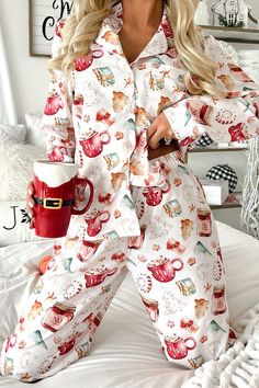 Get into the festive spirit with our Christmas Pattern Long Sleeve Shirt and Pants Pajama Set, the perfect sleepwear for cozy nights and holiday cheer. This set is designed to bring comfort and a touch of seasonal magic to your bedtime routine.... American Eagle Pajamas, Casual Christmas Sleepwear For Home, Casual Christmas Sleepwear, Holiday Long Sleeve Sleepwear For Pajama Party, Cozy Long Sleeve Christmas Sleepwear, Cozy Cotton Holiday Sleepwear, Christmas Long Sleeve Loungewear Sleepwear, Christmas Long Sleeve Sleepwear Loungewear, Casual Christmas Sleepwear For Pajama Party