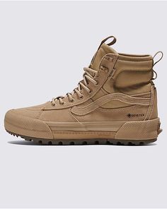 MTE Sk8-Hi Gore-Tex Insulated Shoe Vans Leather Sneakers With Vibram Sole, Vans Sneakers With Vibram Sole, Vans Leather Boots With Vibram Sole, Vans Hiking, Tunnel Fits, Stuff For Men, Brown Vans, Snow And Rain, Sneak Attack