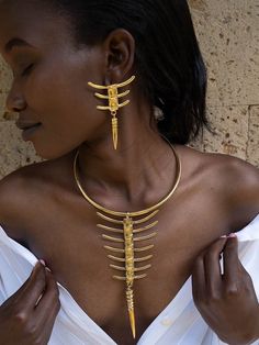 Wamunyu Earrings – Industrie Africa Sculptural Earrings, Afro Jewelry, African Luxury, Afrocentric Jewelry, Andrea Iyamah, Dope Jewelry Accessories, Sleek Updo, Modern Necklace, The Cage