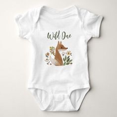 Boho Woodland Fox Wild One Baby Bodysuit Wild One, Wild Ones, Baby Ideas, First Baby