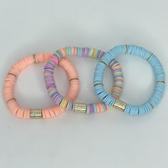 Having lots of fun with this Candy Kisses stack 8mm Heishi bracelets. Everyday Multicolor Stackable Stretch Bracelet, Adjustable Stacked Stretch Bracelet For Friendship, Casual Adjustable Stacked Bracelets, Multicolor Stacked Bracelets For Beach, Colorful Stackable Adjustable Bracelets, Colorful Adjustable Stackable Bracelets, Stacked Casual Bracelets As Gift, Stacked Casual Bracelets As Gifts, Casual Stacked Bracelets As Gift