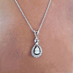 Moissanite Vintage Wedding Pendant 2 Carat Pear Cut Solid 14K White Gold😂 Pear Cut, Vintage Wedding, Pear