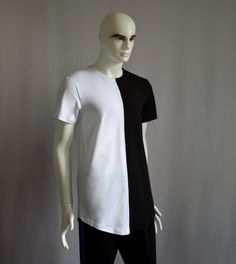 We have some wonderful two tone tees made in unusual patchwork designs. These white and black shirts are great for streetwear as well as your alternative fashion look. It's comfortable unisex wear is flattering for both men and women. Unique design will help you to show your personality. In our t-shirts use high-quality ring-spun cotton. T-shirts made from ring-spun cotton fabric are very airy, durable and easy to clean. * High quality Products * Fabric: 97% cotton, 3% Elastan; * Weight: 190 g/m Black Crew Neck T-shirt With Patchwork, Short Sleeve Patchwork Shirt For Streetwear, Patchwork Short Sleeve Shirt For Streetwear, White Patchwork Tops For Streetwear, Black Patchwork T-shirt For Streetwear, Black Cotton Patchwork Tops, Casual White Patchwork T-shirt, Short Sleeve T-shirt With Contrast Panels For Streetwear, Black Cotton T-shirt With Contrast Panels