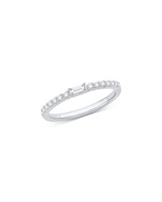 Bloomingdale's Fine Collection Diamond Baguette & Round Band in 14K White Gold, 0.20 ct. t.w. Diamond Baguette, Buying Diamonds, Baguette Diamond, Jewelry Accessories, In Store, Buy Online, White Gold, Band, Ring