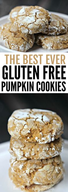 the best ever gluten - free pumpkin cookies are stacked on top of each other