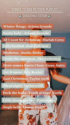 Best Christmas Songs Playlists, Christmas Playlist Name Ideas, Best Christmas Playlist, Christmas Somgs, Christmas Song List, Christmas List Aesthetic, Fun Christmas Songs, Last Christmas Song, Xmas Playlist