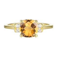 Whether you're celebrating a special occasion, marking a milestone, or simply treating yourself to a timeless and meaningful piece of jewelry, this 14k Gold Over Silver Citrine, Lab-Created White Sapphire Solitaire Ring is the perfect choice. Click on this JEWELRY & WATCHES GUIDE to learn about fit, styles, materials and more! Whether you're celebrating a special occasion, marking a milestone, or simply treating yourself to a timeless and meaningful piece of jewelry, this 14k Gold Over Silver Citrine, Lab-Created White Sapphire Solitaire Ring is the perfect choice. Click on this JEWELRY & WATCHES GUIDE to learn about fit, styles, materials and more! FEATURES Width: 19.0mm Metal: sterling silver Plating: 14k gold flash plated Finish: polished Packaging: boxed Nickel freeSTONE DETAILS Stone Gold Jewelry With Cushion Cut Birthstone, Gold Cushion Cut Birthstone Jewelry, Classic Citrine Jewelry For Anniversary, Yellow Gold Topaz Birthstone Ring With Accent Stones, Amber Jewelry With Prong Setting For Anniversary, Classic Amber Jewelry For Anniversary, Classic Yellow Gold Citrine Birthstone Ring, Classic Citrine Birthstone Ring In Yellow Gold, Formal Citrine Birthstone Ring In Fine Jewelry Style