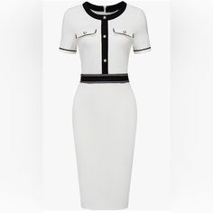 Nice Dress Stretch Work Casual White Midi Dress For Work, White Short Sleeve Midi Dress For Work, White Midi Length Dress For Work, Classic White Mini Dress For Office, White Bodycon Dress With Short Sleeves, White Short Sleeve Bodycon Dress For Day Out, Classic White Midi Dress For Office, White Short Sleeve Mini Dress For Office, White Fitted Mini Dress For Work