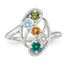 Customize with children's birthstone. This elegant ring is available in sterling silver with 1-7 birthstones. When you're ordering please select the ring size and include a note for birthstone details. I will respond your email to confirm. Follow diagram picture for stone placement. This ring is sterling silver .925 but I can also make it in solid gold, please let me know if you're interested. The following simulated birthstones will be set: January - Simulated Garnet $0 February- Simulated Amet May Birthstone Jewelry With Prong Setting For Birthday, Silver Sterling Birthstone Ring For Anniversary, Anniversary Sterling Silver Birthstone Ring, White Sterling Silver Birthstone Ring For Anniversary, Sterling Silver White Gold Birthstone Ring For Anniversary, Sterling Silver Birthstone Ring With Center Stone, Silver Birthstone Ring For Anniversary, Personalized Silver Birthstone Ring, Silver Birthstone Ring With Gemstone For Anniversary