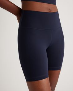 Perfect for yoga, low-impact exercises, or to wear anytime with your fave oversized sweatshirt. These versatile bike shorts are made with our buttery soft Ultra-Form fabric, featuring plenty of flex with 4-way stretch plus quick-dry, moisture-wicking, and anti-microbial technology. Get a couple of pairs, because you'll always want one ready to go.  | Quince | Women's Ultra-Form Bike Short in Deep Navy, Size Small, Nylon/Spandex Athleisure Yoga Shorts With Relaxed Fit, Pilates Activewear With Built-in Shorts, Athleisure Relaxed Fit Shorts For Yoga, Athleisure Relaxed Fit Yoga Shorts, Relaxed Fit Athleisure Yoga Shorts, Relaxed Fit Sportswear With Built-in Shorts, Recycled Polyester Activewear With Built-in Shorts For Training, Athleisure Athletic Shorts With 4-way Stretch, Relaxed Fit Activewear Shorts For Yoga