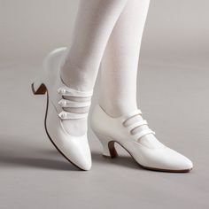 Bellatrix Women's Edwardian Shoes (Soft Ivory) Neo Edwardian Fashion, Whitepine Aesthetic, 1920s Silhouette, French Heels, Edwardian Design, Edwardian Shoes, Princess Hours, Cottagecore Dark Academia, American Duchess