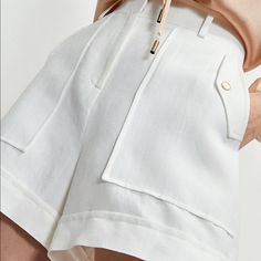 Soft Linen Blend. Cut With A Super-Flattering Fit. Shorts Sit High At The Waist And Flow Into A Relaxed Shape. Glossy Poppers And Belt Loop Detailing, Alongside Handy Roomy Pockets. Machine Wash Cold. Main: 53% Viscose, 47% Linen. Lining: 100% Polyester. Wash With Similar Colors. No Dry Clean Required. Inside Leg: 9cm. Brand New With Tags. Classy Shorts, Early Fall Fashion, Trouser Shorts, Elegant Outfit Classy, Shorts Outfits Women, Dressy Shorts, Shorts Outfits, Casual Chic Outfit, Neutral Fashion