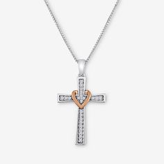 This beautiful cross pendant will beautifully represent your faith with rows of diamonds set in 14K yellow gold over silver.Metal: Rhodium-plated 14K yellow gold over silverClosure: Spring-ringFeatures: Religious Jewelry, Quick ShipDiamond Clarity: I3Setting: ProngShape: CrossStone Cut: RoundDiamond Color: I-JChain Length: 18 InchRounded Carat Weight: 1/10 Ct. T.w.Chain Construction: BoxCare: Wipe CleanAuthenticity: Natural DiamondBirthstone: April BirthstoneMetal: Sterling SilverNecklace Type: Diamond White Crucifix Cross Necklace For Anniversary, Diamond White Crucifix Necklace For Anniversary, Anniversary Diamond Cross Pendant Necklace, Diamond White Cross Pendant Necklace For Anniversary, Anniversary Diamond Pendant Cross Necklace, White Diamond Accented Crucifix Jewelry, White Diamond Crucifix Necklace, White Cross Necklace With Medium-length Chain, White Crucifix Necklace In Fine Jewelry Style