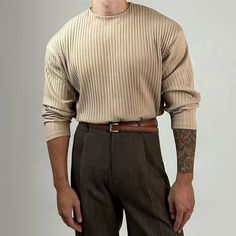 Vintage Men’s Style, Fall Men’s Fashion, Vintage Male Fashion, Thick Men Fashion, Brown Shirt Men, Brown Pants Outfit Men, 30s Mens Fashion, Men Autumn Fashion, Academia Aesthetic Outfit Men