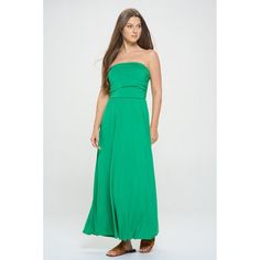 This Tube Dress w/ bandeau top is a great summer staple. Whether you're brunching or at the beach, this casual maxi length dress is the perfect option for all of your summer time plans! Made in USA. Length - 56" Material - 95% Rayon Modal 5% Spandex. Machine washable. Green Bandeau Dress For Vacation, Trendy Beach Maxi Dress For Beach Season, Strapless Dress For Spring Beach Party, Trendy Maxi Dress For Beach Season, Trendy Strapless Maxi Dress For Summer, Summer Bandeau Sundress For Beach, Summer Bandeau Sundress For The Beach, Bandeau Sundress For Summer Beach, Flowy Solid Maxi Dress For Beach Season