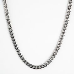 Mens silver necklace Classic Silver Cuban Link Chain Necklace, Classic Link Chain Necklace In Stainless Steel, Classic Stainless Steel Link Chain Necklace, Everyday Silver Stainless Steel Chain Necklace, Classic Silver Curb Chain Necklace, Modern Silver Chain Necklace With Adjustable Chain, Modern Silver Cable Chain Necklace, Classic Stainless Steel Oval Link Chain Necklace, Modern Snake Chain Necklace For Formal Occasions