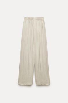 Zara Jeans Straight Leg Pink Marine, Cheap Fitted Zara Bottoms, Wide-leg Pants With Elastic Waistband For Daywear, Pull-on Trousers For Loungewear, Chic Summer Pull-on Style Pants, Elevated Casual Solid Pull-on Bottoms, Stretch Sweatpants With Pull-on Style, Stretch Pants With Pockets For Daywear, Wide Leg Pants For Elevated Casual Wear