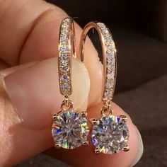 (eBay) Find many great new & used options and get the best deals for 2Ct Round Cut Moissanite Drop/Dangle Earrings 14K Yellow Gold Plated at the best online prices at eBay! Free shipping for many products!