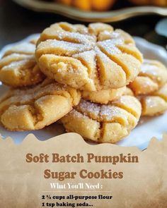 soft batch pumpkin sugar cookies on a plate