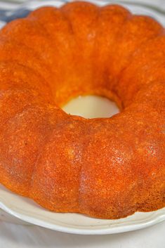 a bundt cake sitting on top of a white plate