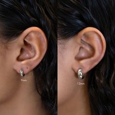 Bold Sterling Silver mini hoop earrings that hug your ear perfectly. Perfect to wear alone or paired with other huggie earrings. Sterling Silver Hypoallergenic, lead and nickel free Width 3mm Inside Diameter 0.35in(9mm), 0.43in(11mm) Click close mechanism #E035-S Nickel-free Classic Huggie Piercings, Silver Hypoallergenic Huggie Cartilage Earrings, Silver Hypoallergenic Huggie Hoop Earrings, Silver Huggie Piercings, Everyday Nickel-free Round Huggie Earrings, Classic Hypoallergenic Huggie Hoop Earrings, Nickel Free White Gold Huggie Earrings, Everyday White Gold Nickel-free Huggie Earrings, Everyday White Gold Tarnish Resistant Huggie Earrings