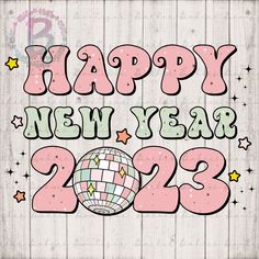 happy new year 2013 with a disco ball and stars on the wood planks background