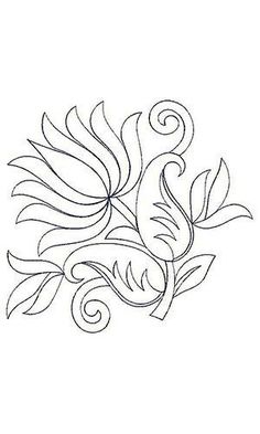 a drawing of a plant with leaves and swirls in the center on a white background