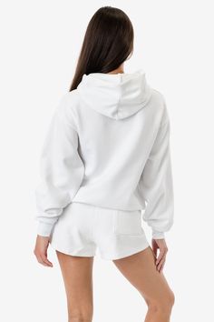 Our new mid-weight, 2-end fleece is made of a 50/50 blend of poly cotton and has a tight knit with minimal stretch. This 10 oz. fleece is an easy, versatile year-round textile. This oversized hoodie has a wide, voluminous fit and features a kangaroo pocket and matching rib cuffs and waistband. This mid-weight fleece is easy to layer in the spring and summer and is an ideal textile for active wear. Made in Los Angeles, Calif. Our experienced sewers earn up to $25 an hour and no less than $16; add La Outfits, Bus Pass, Split Hair, Hoodie For Women, Mid Length Shorts, Oversized Hoodie, Cotton Fleece, Oversize Hoodie, 50 50