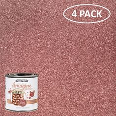 a can of food sitting on top of a pink glittered surface with the words, 4 pack