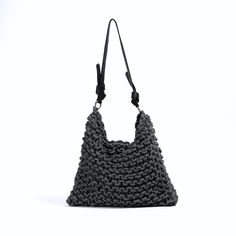 "Are you looking for a casually chic hobo shoulder bag for an everyday usage? Meet our anthracite color hand knitted tote bag with a quality leather strap.  It is also a great gift idea for the bag lovers, handmade product lovers. ✔ Our hobo shoulder bag is exclusively handcrafted. ✔ The main material is cotton yarn. ✔ It has a cotton lining and 2 inner pockets. ✔ It comes with leather shoulder strap ✔ Dimensions : W: 34 cm / 13;5 \" H: 30 cm / 12 \"  ✂Due to hand work and the nature of the yarn Casual Gray Satchel Hobo Bag, Casual Large Capacity Gray Hobo Bag, Casual Gray Tote Shoulder Bag, Gray Hobo Shoulder Bag, Casual Everyday Knitted Bags, Casual Gray Hobo Shoulder Bag, Trendy Hand Knitted Tote Shoulder Bag, Trendy Hand Knitted Bag For Daily Use, Trendy Knitted Tote Shoulder Bag