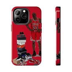 Level up your phone game with this exclusive Air Jordan Sneakerhead iPhone Case, featuring an iconic illustration of the basketball legend in his Bulls #23 jersey alongside a towering stack of classic sneaker boxes. Perfect for sneaker enthusiasts and Jordan fans, this sleek and durable case blends fashion with function, offering top-tier protection while showcasing your passion for the game and sneaker culture. Key Features: .: Premium quality iPhone case inspired by sneaker culture .: High-resolution design featuring Jordan's iconic #23 Bulls jersey and a collection of classic kicks .: Durable and lightweight with full access to all ports and buttons .: Available for multiple iPhone models .: A must-have for any basketball fan or sneakerhead! Protect your phone in custom style with this Bulls 23 Jersey, Iconic Illustration, 23 Basketball, Red Nike Shoes, Sneaker Culture, Sneakers Box, Basketball Legends, Jordan 23, Basketball Fans