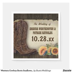 cowboy boots and sunflowers wedding napkin