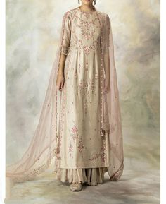 This elegant toosh grey silk long kurti has beautiful resham thread embroidery all over the front, back and the sleeves . It has full flair embellishments Georgette sharara skirt with sequenis lace. Fresh peach orgenza dupatta will have embroidered border and mirror on all four sides ✨If you want any changes in the outfit please contact us we will guide you as per your preference. ✨We assure you that we use only high quality fabric and threads to make any dress and you won't face any problem reg Luxury Anarkali Style Maxi Length Sharara, Luxury Naqshi Sharara For Women, Luxury Long Sharara For Eid, Georgette Sharara, Sharara Designs, Dupatta Style, Set Plus Size, Simple Kurti Designs, Long Kurti