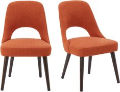 two orange chairs sitting side by side