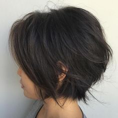 Chin-Length Feathered Bob Wavy Haircut, Feathered Bob, Work Hair, Layered Bob Haircuts, Chin Length