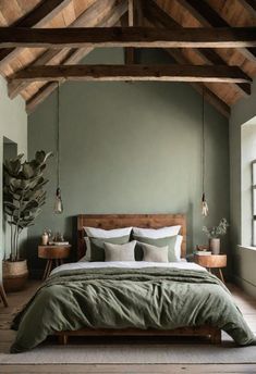 29 Sage Green Bedroom Ideas to Transform Your Space into an Oasis Sage Green Bedroom Ideas, Green Bedroom Walls, Green Bedroom Ideas, Green Accent Walls, Earthy Bedroom, Sage Green Bedroom, Calming Bedroom