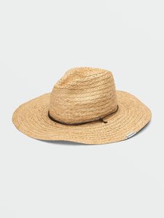 Your new beachin' bestie, this classic wide brim straw hat features an interior sweatband for added comfort, and drawcord with toggle so you can snug it up on a windy day. Featured here in natural. - Features

 - 100% Straw
 - Wide brim straw fedora hat
 - Woven straw with plaited construction, interior sweatband, and drawcord with toggle
 - Volcom woven logo clamp label on side brim
 - Sold Individually/ By Color Casual Woven Hats For Warm Weather, Casual Fedora Panama Hat For Warm Weather, Casual Natural Braided Hat, Casual Braided Fedora Sun Hat, Casual Braided Brimmed Panama Hat, Casual Woven Straw Hat With Curved Brim, Casual Straw Hat For Beach Season Travel, Casual Straw Hat For Beach Travel, Casual Braided Brimmed Straw Hat