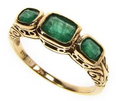 Vintage Emerald Ring with Sapphires 9ct 9k Solid Gold Womens White Gold Emerald Ring, Emerald Ring Design, Vintage Emerald Ring, Sapphire Antique Ring, Victorian Diamond Ring, Gold Emerald Ring, Ruby Ring Vintage, Smaragd Ring, Emerald Ring Vintage